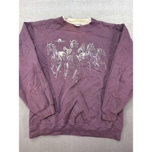 Vintage Alore Women Horse Sweat Shirt Purple Pink Size Medium